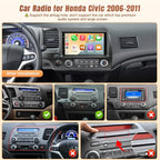 Car Radio for Honda CIVIC 2006 2007 2008 2009 2010 2011 Stereo with Wireless Carplay Android Auto - 2+32GB 9Inch Touch Screen for Civic with Bluetooth, GPS, WiFi, FM, SWC + MIC +Backup Camera