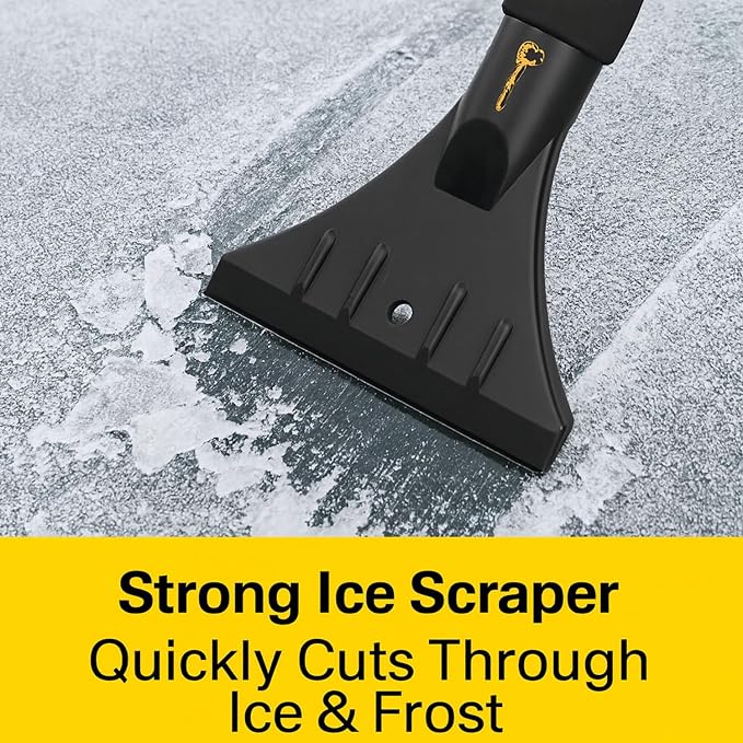 17" Snow Brush and Ice Scraper, Compact Car Snow Removal Tool with Durable Brush Head & Ice Scraper Winter Windshield Cleaner with Comfortable Grip