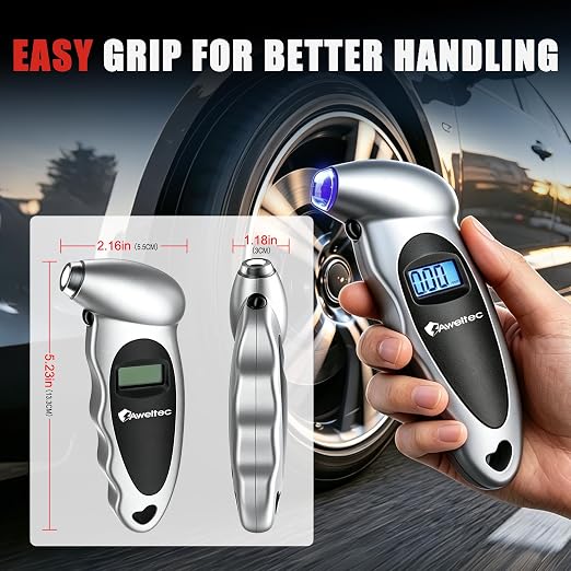 Digital Tire Pressure Gauge,Accurate Cars Air Gauge 150 PSI,Silver | 0-150PSI Calibrated,Accurate in 0.1 Increments,4 Measurement Units,Backlight LCD&Nozzle Light,for Everyday Vehicles