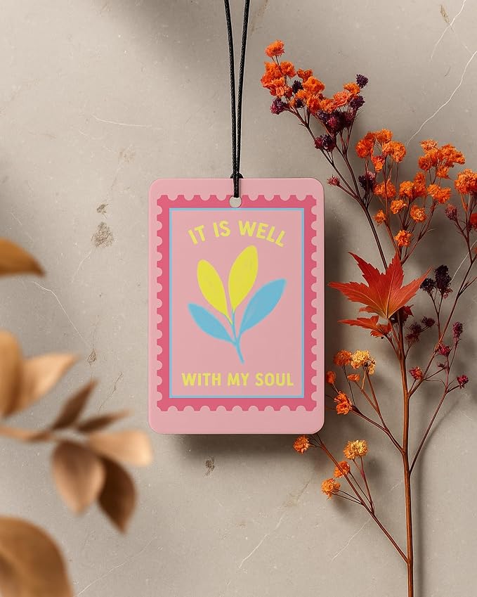 Pink and Blue Christian Car Air Freshener 4 Pcs for Women Girls | Girly Religious Car Accessories Mirror Decor, Preppy Christian Hanging Air Freshener for Cars Closet Drawer Books
