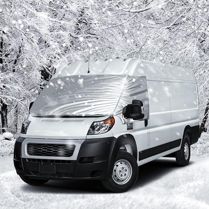 Silver RV Windshield Cover for Ram ProMaster 2014-2026 | Fits ProMaster 1500 2500 3500 Van, Hail Protector, Waterproof Snow Cover