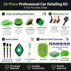 26Pcs Car Detailing Kit – Car Cleaning Kit, Drill Brush for Car Seats Detailing, Car Detailing Brush Set, Car Cleaning Supplies, Car Wash Mitt, Car Wash Brush, Car Wash Sponges, Wheel Brush
