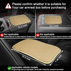 Car Center Console Cover, Leather Car Armrest Cushion, Universal Waterproof Cushion Pad, Non-Slip Car Interior Accessories, Fits Most Sedans SUVs Trucks (Light Beige)