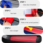 4PCS Car Door Sill Protector with Scraper,Carbon Fiber Car Door Protector Edge Guards for Front Rear Door Sills,Universal Anti-Scratch Car Door Threshold Strips (Pink)