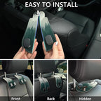 2PCS Car Seat Back Storage Headrest Hooks, Forest Trees Purse Holder Bags Hanger, PU Leather Double Metal Hook for Backseat Organizer, Women Car Accessories Organization