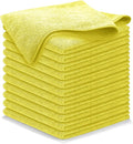 Microfiber Cleaning Cloth Yellow - 12 Pcs 12.5"x12.5" - High Performance - 1200 Washes, Ultra Absorbent Towels Weave Grime & Liquid for Streak-Free Mirror Shine - Car Washing Cloth