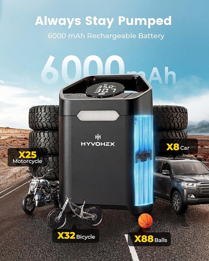Heavy-Duty 160 PSI Tire Inflator,Electric Ball Pump for Sports Balls,Portable Air Pump with Digital Pressure Gauge and LED Light,Bike Pump for Car,SUV,Bicycle,Basketball,Soccer,Volleyball and Football