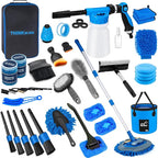 Car Wash Kit, Car Detailing Kit with Foam Gun, Car Wash Brush Mop and Large Folding Bucket Suitable for Car Cleaning, Blue Car Wash Set Gift for Men and Women