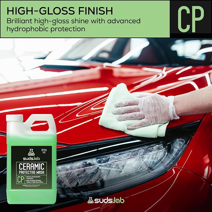 CP Ceramic Protective Wash, Hydrophobic Finish Car Wash Soap, Water Activated Easy To Use Water and Dirt Repelling Cleaner And Finish Treatment, High Gloss Spot Free Shine 64 oz.