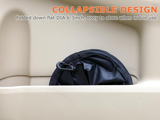 2Packs New Leakproof Car Trash Can, Mini Trash Can Pop-up Collapsible Hanging Car Trash Bin with Hook and Loop, Waterproof PEVA Liner Open-Top 1 Gallon Garbage Can for Cars Home Office