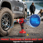160PSI Cordless Tire Inflator Compatible with Milwaukee 18V Battery, DC 12V Portable Air Compressor with Digital Pressure Gauge, 2X Faster Air Pump for Car, SUVs, Motor, Ball (Tool Only)