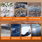 Half Car Cover Top, Windshield & Sunroof Cover for Ice and Snow | Waterproof, Easy Installation, Reflective Strip, Sunroof Leak Protection, Hail Protector, Fits Sedan 186-195 inch