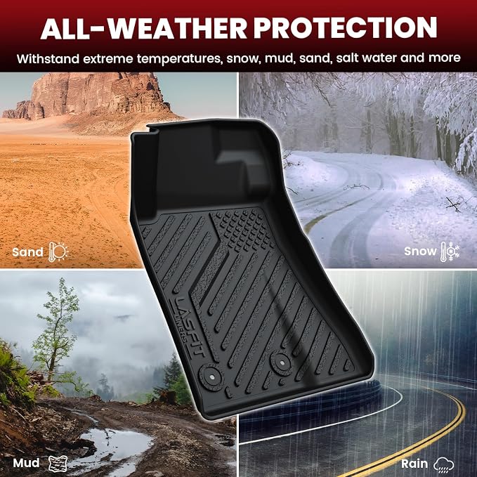 Floor Mats and Cargo Mat for Ford Mustang 2024 2025 2026 (NOT fit w/o Subwoofer Box) All Weather Protector TPE Car Floor Liners, 1st & 2nd Row & Trunk Liner, 5pcs Black