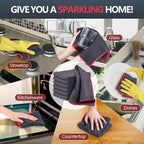 Airlab Glass Polishing Cloth Streak Free Miracle Cleaning Cloth Lint Free Microfiber Cleaning Rags for Glasses Kitchen Dish Mirrors Easy Clean, Pack of 6,12 x 12 Inches, Grey-red
