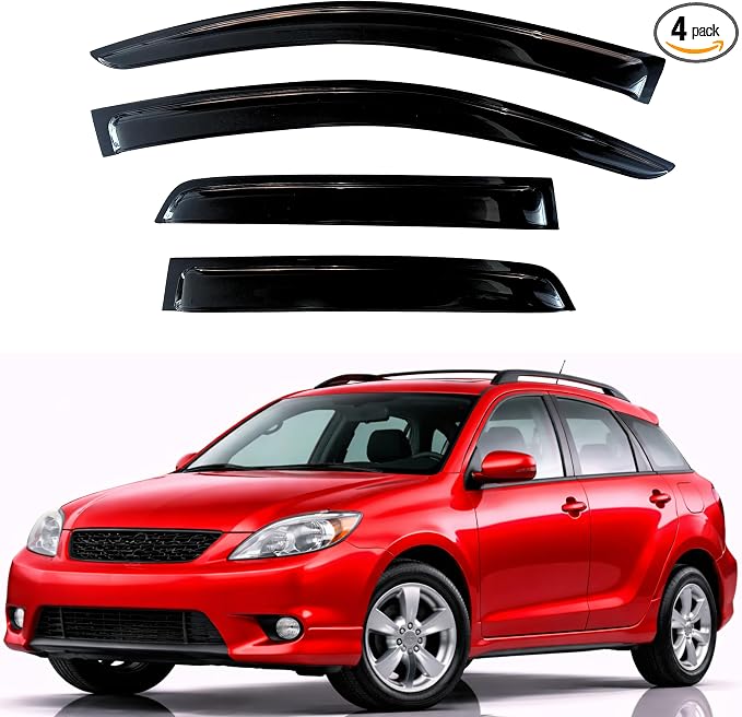 KPY Rain Guards Fit for 2003-2008 Toyota Matrix, Out-Channel Window Visors Vent Wind Deflectors 4PC, Car Accessories for 2003-2008 Pontiac Vibe