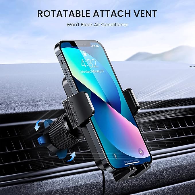 Car Vent Phone Mount for Car [Military-Grade Hook Clip] Phone Stand for Car [Thick Cases Friendly] Air Vent Clip Cell Phone Holder for Smartphone, iPhone, Automobile Cradles Universal.