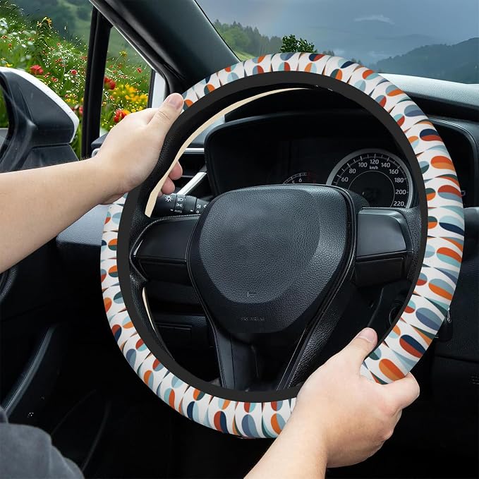Colorful Water Drop Car Steering Wheel Cover, Non-Slip Absorbing Sweat Car Wheel Cover Accessories for Men Women,Universal 15" Fit Auto SUV Vans Trucks