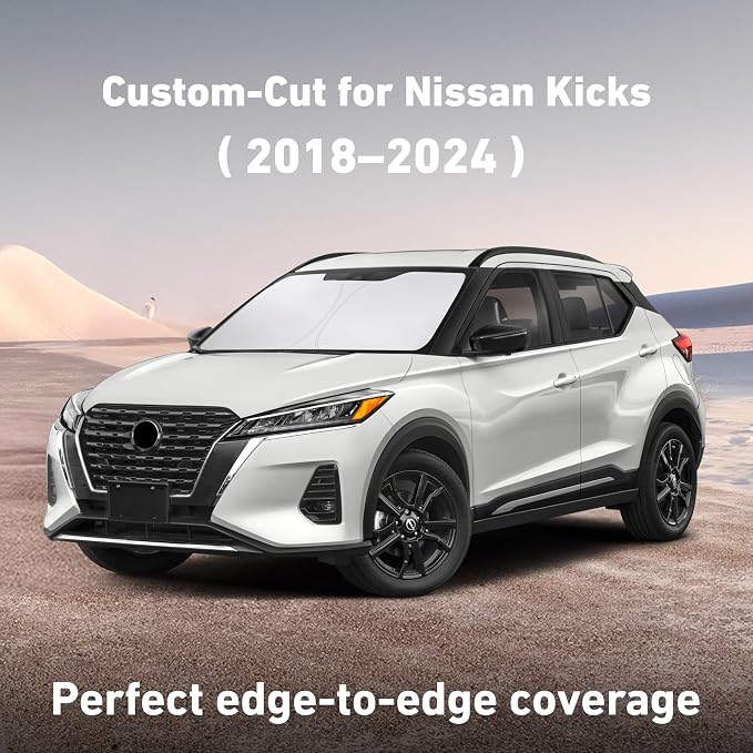 Windshield Sunshade Compatible for Nissan Kicks 2018-2022 2023 2024, Sun Visor for Front Windshield & Window Sun Shade Cover, UV Heat Blocker & Protector, Car Accessories