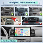 5Ghz WiFi 8Core 4G+64G Android 15 Car Radio for Toyota Corolla EX 2005-2012 Car Stereo with Wireless Carplay Android Auto, 9 Inch HD Touchscreen with GPS Bluetooth5.0 FM/RDS EQ SWC Backup Camera