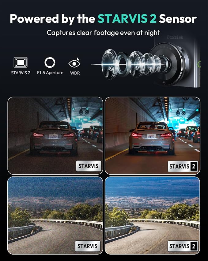 G300 Plus 4K Dual Dash Cam Front and Rear [2026 Upgraded], STARVIS 2 Sensor, 64GB Card Included, Voice Control, 5GHz WiFi Dashcam Front and Rear Camera, GPS,WDR Night Vision,24H Parking Mode