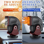 3 Pcs Car Heater & Defogger 12v 150w Rapid Windshield Defroster Portable Auto Fan Heater Plug in Cigarette Lighter 2 in 1 Fast Heating or Cooling with 360 Degree Suction(Black Red)