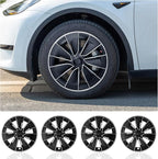 for Tesla Wheel Cover 19 inch, for Tesla Model Y(2020-2024) Wheel Covers, Wheel Cover Silver Black Knife Style 4PCS Hubcaps 19inch Rim Full Cover Hubcaps Decoration Accessories