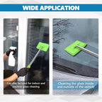 Car Windshield Cleaning Tool, Car Windshield Window Cleaner, Auto Glass Wiper Tool with Extendable Handle & Reusable Microfiber Pad, Universal Vehicle Cleaning Car Accessories (Green)