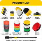30Pack Drill Brush Attachments Set,Scrub Pads & Sponge, Power Scrubber Brush with Extend Long Attachment All Purpose Clean for Grout, Tiles, Sinks, Car Polishing Pads,Bristle Discs