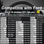 Car Steering Wheel Cover for Ford Escape,Explorer,Fusion,Focus,Bronco,Transit,Edge(Diamond Quilted - Black+Blue- Standard Size)