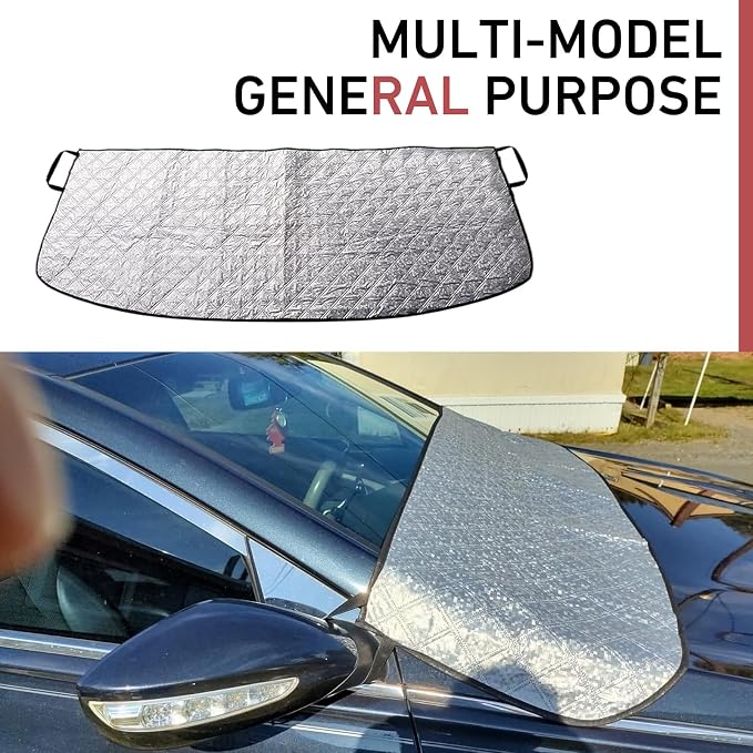 Car Windshield Cover, Anti-Snow and Anti-Debris Front Windshield Protector, Easy-to-Store Rain Gutter Shield for Blocking Leaves Rainwater Gravel, for Cars SUVs Autumn/Winter (Silver)