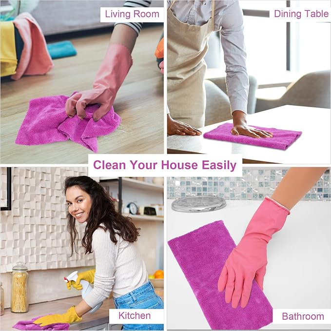 30 Pcs Edgeless Microfiber Plush Towels for Cars Detailing Drying Wash Polishing Absorbent Cleaning Cloths, 500 GSM (16 x 16 Inch,Purple)