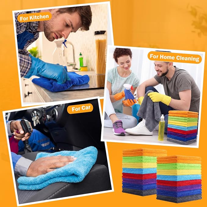 16 Pcs Car Microfiber Towels Buffing Drying Wash Cleaning Cloths Plush Large Towels Thick Care Polishing Detailing Waxing Scratch Proof Towel, 15.75 x 15.75 Inch (Multicolor)