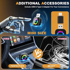 2026 Upgraded Wireless Carplay Adapter, 4 in 1 Screen Mirroring Support Mirror Link/AirPlay for Apple CarPlay & Android Auto, Mini USB/Type-C Plug & Play Car Play Adapter, Wired to Wireless