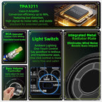 1600W Car Subwoofer, 10" Ultra-Thin Powered Under-Seat Subs with Built-in Amplifier, (LPF/Gain/Bass Boost) LED Ambient Lights, Independent Bass Knob, Distortion-Free Deep Bass for Most Vehicles