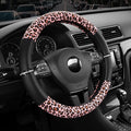 Leopard Steering Wheel Cover for Women, Cute Anti-Slip Microfiber Leather, Fits 14.5-15 Inch Steering Wheel 14.5-15 Inch - Black and Pink Cheetah
