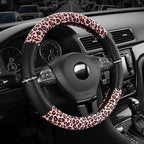 Leopard Steering Wheel Cover for Women, Cute Anti-Slip Microfiber Leather, Fits 14.5-15 Inch Steering Wheel 14.5-15 Inch - Black and Pink Cheetah