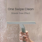 JustHang Shower Squeegee for Glass Doors, All-One-Piece Award-Winning Silicone Squeegee with Built-in Hook for Bathroom, Window, Mirror, Tile Wall,Car, Streak-Free Cleaner,10-Inch Sage Green