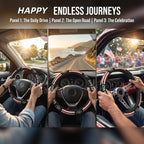 Anniversary American Flag Steering Wheel Cover 14-15 Inch +2Pc Car Coasters | Universal Anti-Slip Breathable for Men Women | Patriotic Car Accessories USA Flag Auto Interior Decor Gift