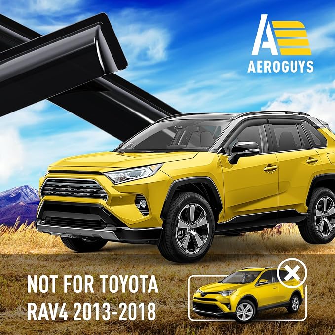 Extra Durable Window Deflectors Tape-On Window Visors Rain Guards Fit for Toyota RAV4 2019-2025, Sun Visors, Wind Vent for Shades, Exterior Car Accessories - 4 pcs. AG0912