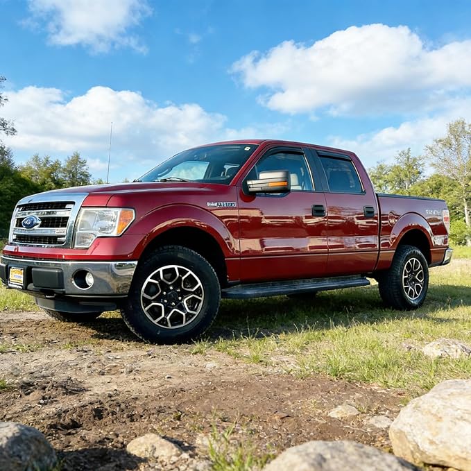 in-Channel Side Car Window Visors Rain Guards Sun Shade Vent Deflectors for Ford F-150 Supercab/Extended Cab 2004-2014, Dark Smoke Tinted