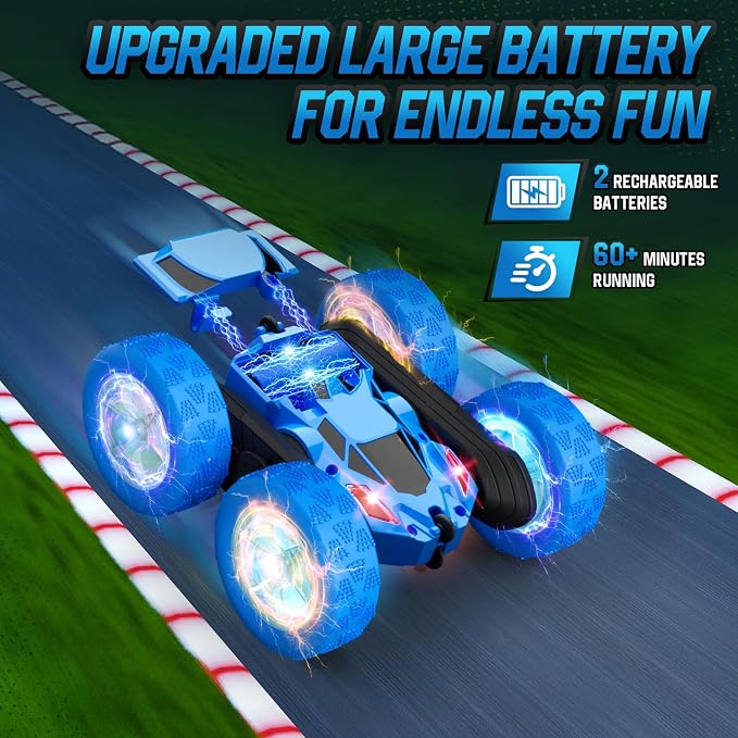 STEM Remote Control Car for Kids Ages 6-12, 4WD RC Stunt Car with LED Wheel Lights & 360° Flips, 2.4GHz Fast Electric Toy for Boys 8-10, Educational Gift for Birthday or Valentines