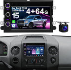 4G+64G Car Radio Stereo for Ford F150 2004-2008: Upgrade Android 15 7" Touchscreen Head Unit Replacement Wireless CarPlay Android Auto, BT 5.4, WiFi 6, GPS, FM, RDS, EQ, SWC, 1080P Backup Camera
