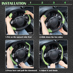 Line Rider Microfiber Leather Sporty Steering Wheel Cover Universal Fits for 95% Truck,SUV,Cars 14.5-15inch, Anti-Slip Safety Comfortable Design (Glows Lime Fluorescent Green)
