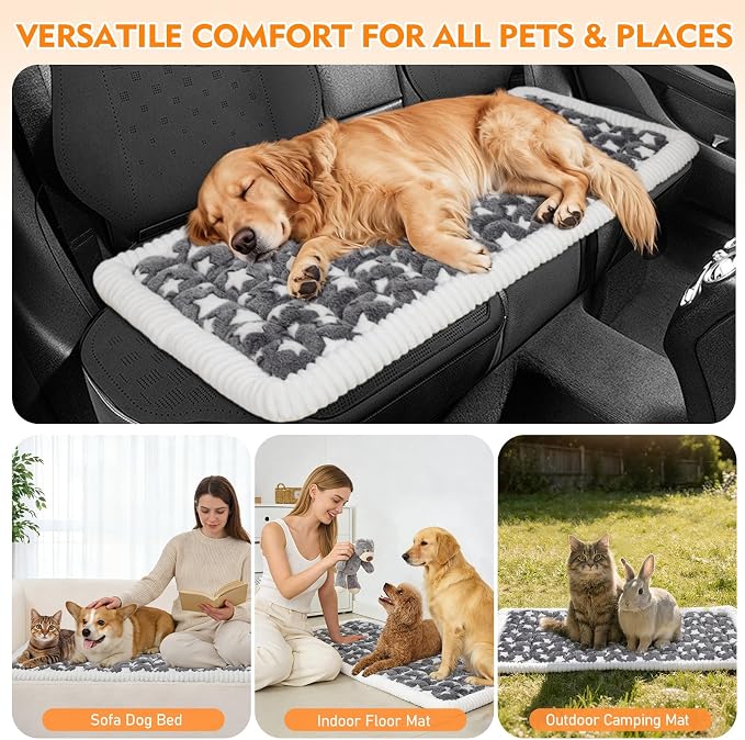 Backseat Dog Bed Mat for Car, Non-Slip Scratch-Resistant Dog Car Seat Cover, Soft Thick Pet Travel Cushion, Washable Back Seat Protector Blanket for Cars SUVs Trucks, 53 x 24 Inches