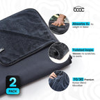 Crystal Clean Single-Sided Pack of 2 XL (28x36) Car Drying Towel – Korean Microfiber Towel with Double Twisted Loop, Professional Drying Towel for Car Detailing - Quick Dry, Paint Safe & Swirl-Free