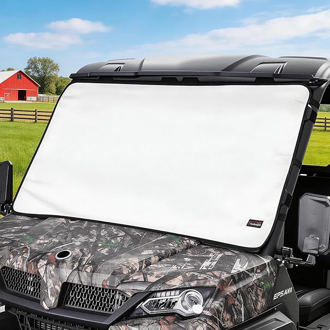 UTV Windshield Snow Cover Compatible with Cfmoto Uforce 1000/1000 XL 2019-2025 and U10 Pro, Waterproof Transport Windshield Protector for Ice and Snow (White)