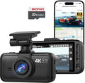 Car Camera 4K Resolution, WiFi, Bluetooth, GPS Dash Cam, 3-Inch IPS Screen, Night Vision, Loop Recording, HDR, App Control, and Supports up to 512GB with a Free 32GB Card Included