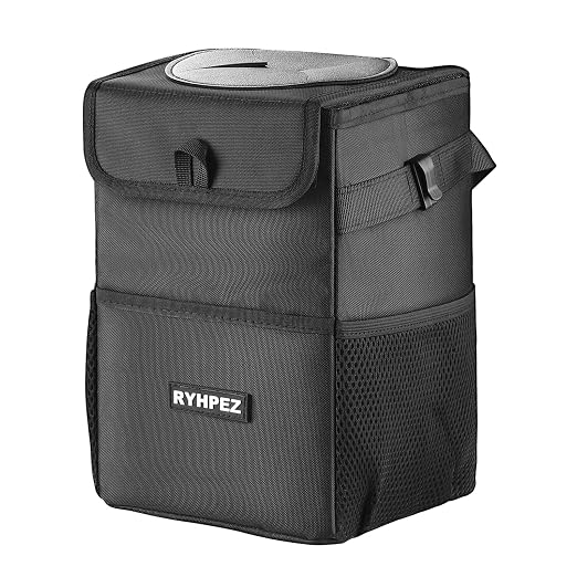Car Trash Can with Lid - Leakproof Trash Bin Car Garbage Can, Collapsible Automotive Truck Organizer and Storage Bag Car Accessories for Women Men Road Trip Essentials