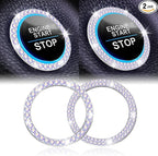 2 PCS Crystal Combinatorial Rhinestone Car Engine Start Decoration Ring, Push to Start Button Cover Sticker, Bling Car Interior Accessories for Women, Automotive Decals, Colorful
