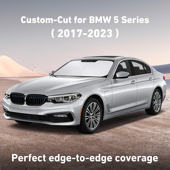 Windshield Sunshade Compatible for BMW 5 Series G30 G31 2017-2021 2022 2023, Sun Visor for Front Windshield & Window Sun Shade Cover, UV Heat Blocker & Protector, Car Accessories